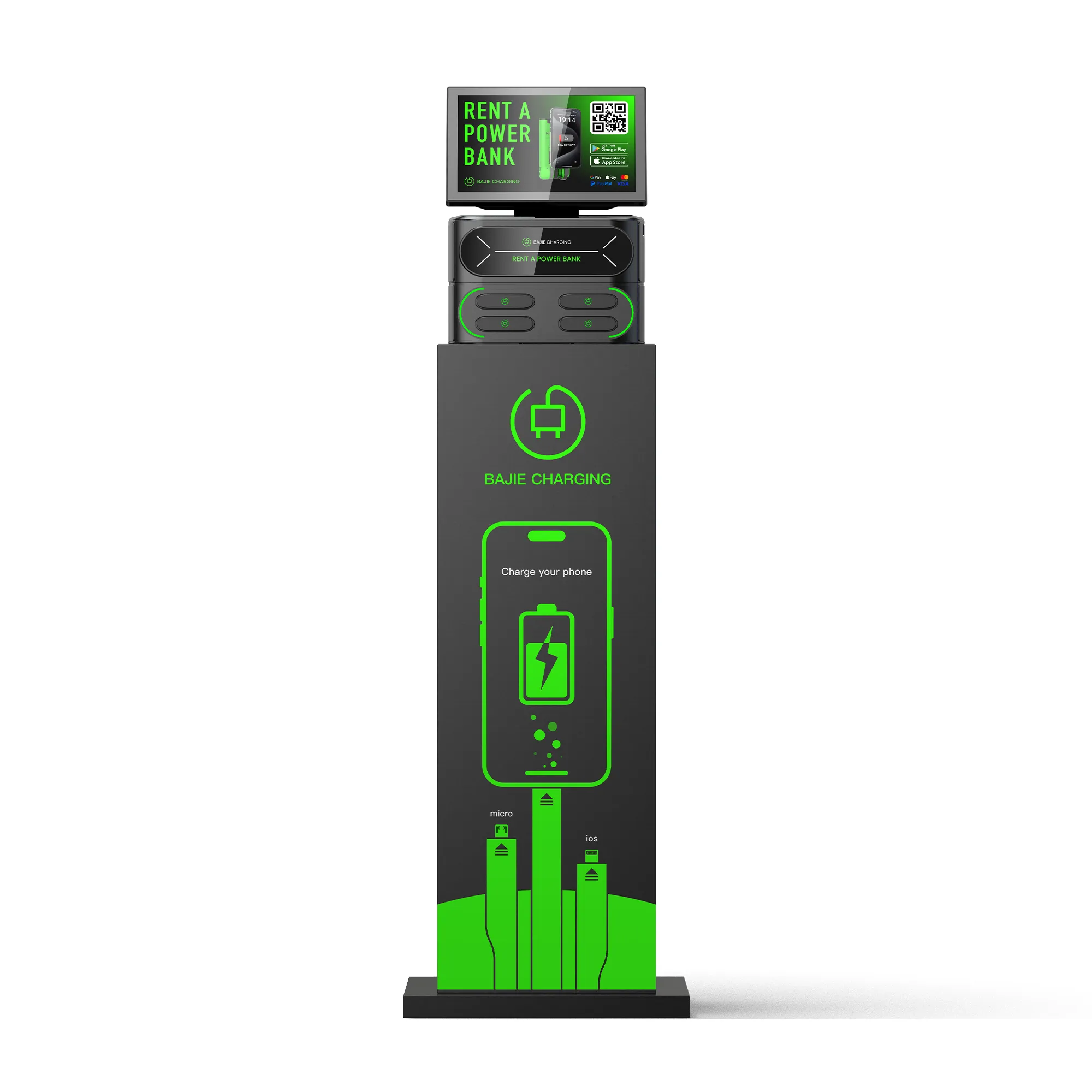 4-Slot Stackable Shared Power Bank Station