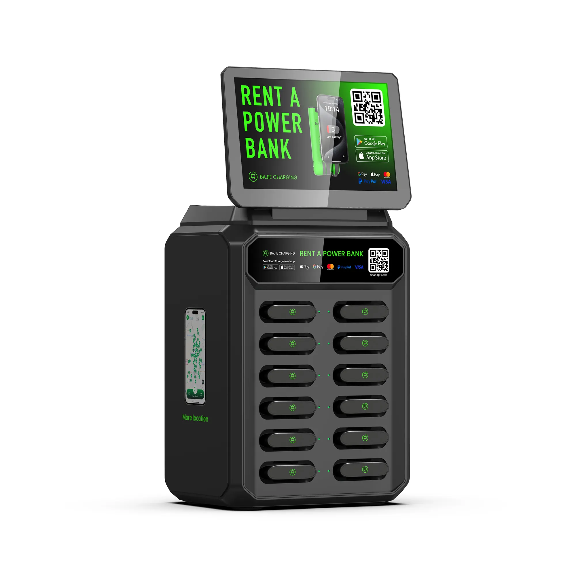 ​​12-Slot Power Bank Rental Machine With Screen