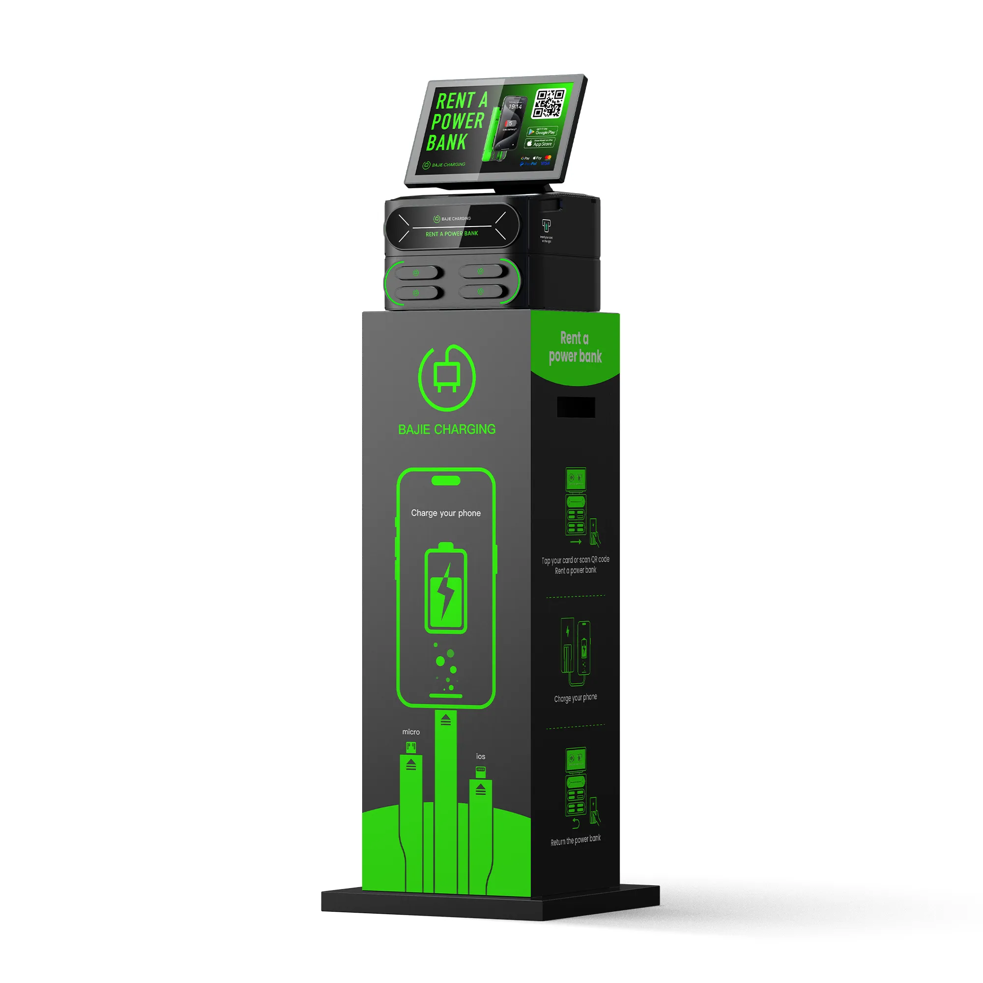 4-Slot Stackable Shared Power Bank Station