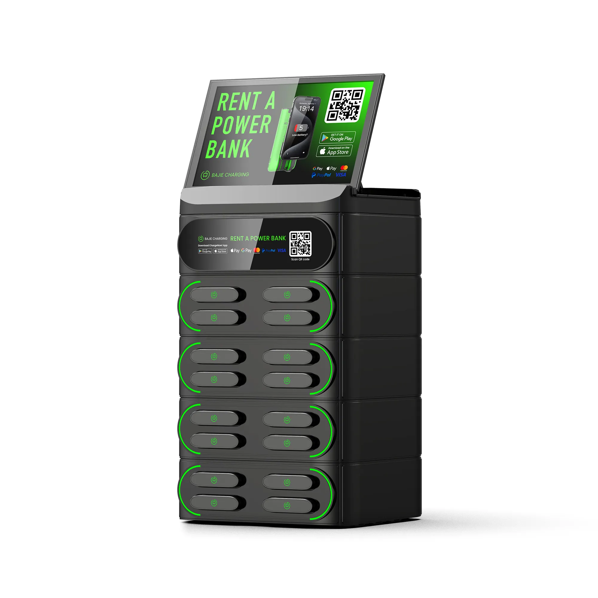 ​​16-Slot Stacked Charging Station With Screen