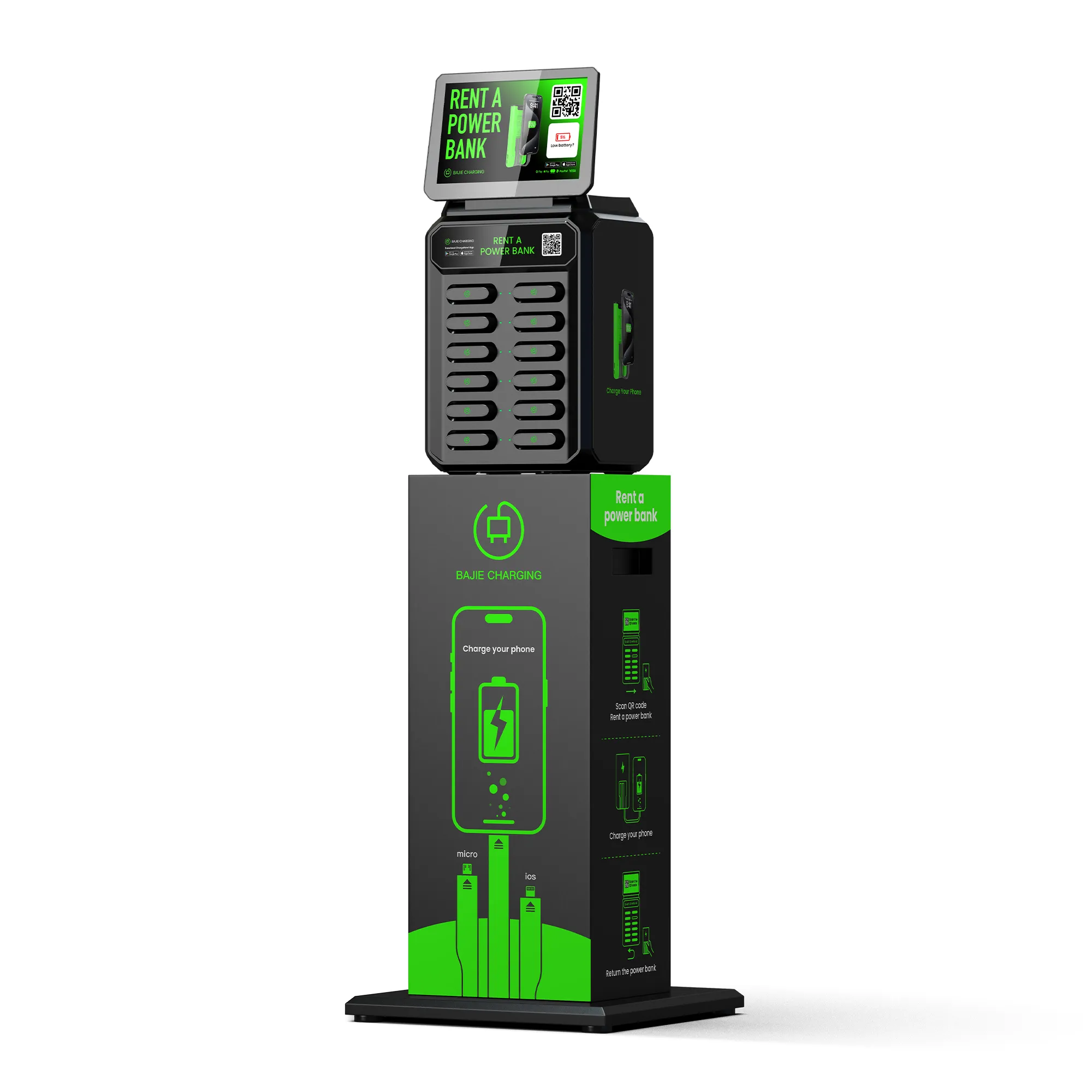 ​​12-Slot Power Bank Rental Machine With Screen