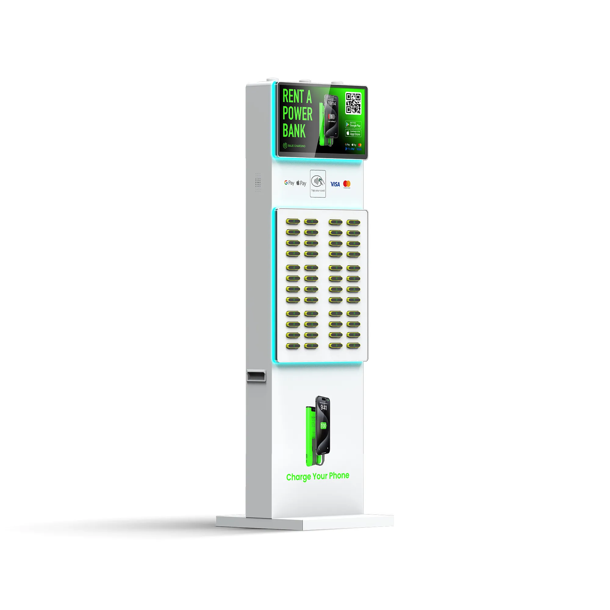 ​​48-Slot Ambient Light Power Bank Kiosk​​