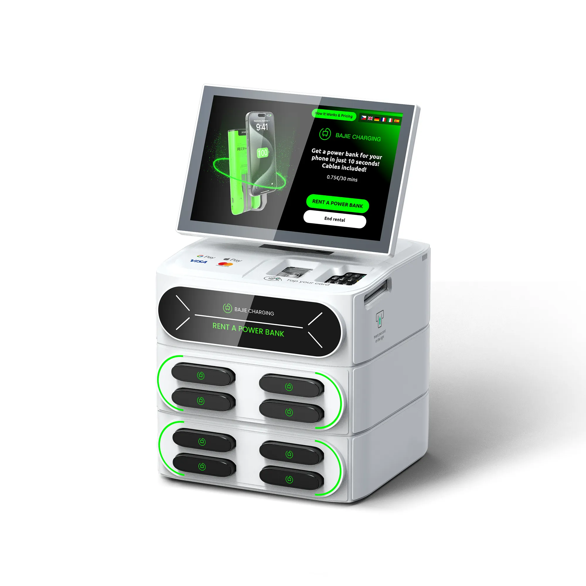 8-Slot Smart Charging Station (Touch Screen & POS)
